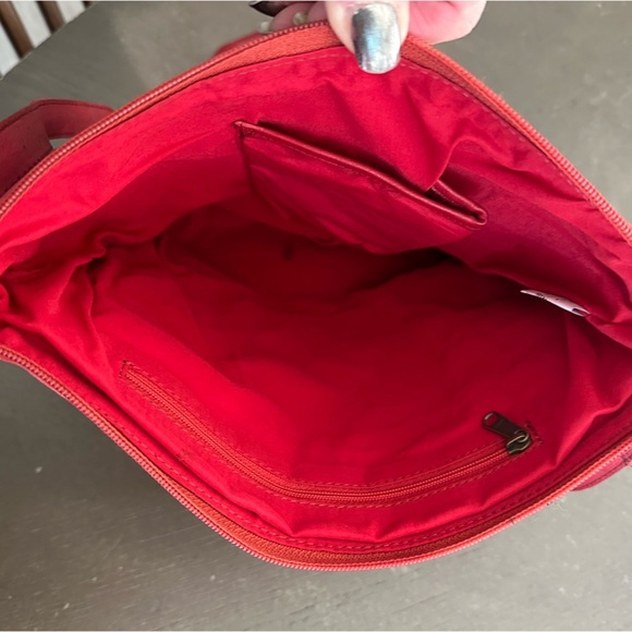 Braided Leather Crossbody Bag Purse Casual Genuine Leather 11” x 11” Red… - Picture 13 of 15